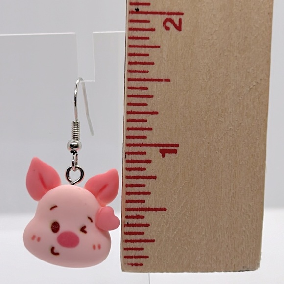 Cute Resin Piglet Pig Dangle Earrings - Picture 3 of 3